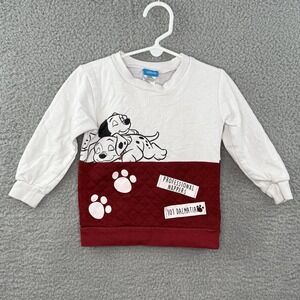 Disney 101 Dalmations Kids T Shirt Size 2T Red White Long Sleeves Quilted Print